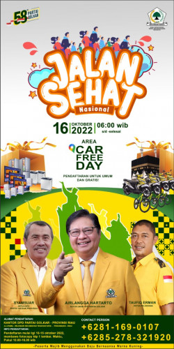 Berhadiah Umroh dan Sepeda Motor, Golkar Riau Targetkan 5000 Peserta Jalan Santai Hut Golkar